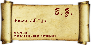 Becze Zója névjegykártya